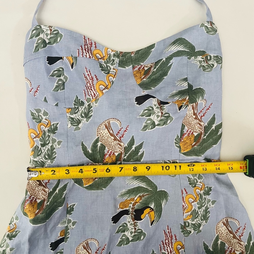 NWT Reformation Jana in Yucatan Toucan Snake Linen Tie Back Midi Dress 12 $218 - Picture 7 of 12